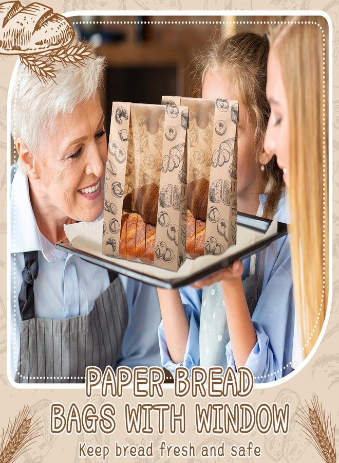 أكياس خبز ورقية من موتي مايند، 100 كيس، للخبز المنزلي، العجين المخمر، 13.8 × 8.3 × 3.5 بوصة، أكياس ورقية كرافت للمخبوزات مع ملصق نافذة وختم، لتغليف وتخزين الأطعمة المخبوزة (بني). - Image 4